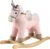 Rocking Horse, Plush Stuffed Animal Rocker with Realistic Sound,Animal Ride on, Home Decor,Pink Pegasus/Unicorn/Pony,CPC Certified