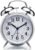 AERYS Table Clock Retro Twin Bell Metal Frame Alarm Clock with Night Backlight Function and Silent Motion, High Volume Bedside Luminous Alarm for Students Bedroom/Office (Silver Vintage)