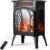 Rintuf Small Electric Fireplace Heater, 1500W Infrared Fireplace Stove with 3D Flame Effect, Adjustable Thermostat, 8H Timer, Remote Control, Freestanding Space Heaters for Indoor Use Large Room Safe