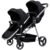 Double Stroller for Twins Infant & Toddler, Foldable Tandem with 5-Point Safety Harness, Convertible Twin to Single Stroller, Compact Lightweight Design Ages 0-3 Years, Black