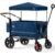 EVER ADVANCED Side-Unzip Wagon Stroller for 2 Kids, Push Pull Stroller with Adjustable Handle, Easy Access Zipper Door, 5-Point Harness Removable UV-Protection Canopy Shock-Absorbing Wheels, Blue