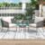 DEVOKO 3 Piece Patio Rope Set Outdoor Woven Rope Conversation Balcony Furniture Set with Glass Top Table and Cushioned Chairs for Garden in Grey and White Color.