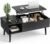 OLIXIS Wood Lift Top Coffee Table with Hidden Compartment and Large Storage Shelf, Lift Tabletop Dining Center Table for Home Living Room Office, Black