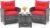 KOTEK 3 Piece Patio Furniture Set, Outdoor PE Rattan Conversation Set with Washable Cushions & Tempered Glass Tabletop, Wicker Chairs and Table Set for Porch, Garden, Balcony (Red)