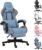 Gaming Chair,Gaming Chairs for Adults with Footrest,Silla Gamer Video Game Computer Chairs with Lumbar Support,Height Adjustable Ergonomic Desk Office Chair Recliner,Blue Fabric