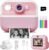 Instant Camera, Front Rear Dual Selfie Kids Camera with 1080P Videos, Holiday Birthday Gifts for Kids Age 3-12, Toddler Portable Travel Print Digital Camera Toy for 4 5 6 7 8 9 Year Boys Girls