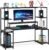 Gaming Table Large | Computer Table for Home Office with Storage Shelves and Large Monitor Stand | Large Home Gaming Studio Desk | Black Wenge | 180 cm X 55Cm | DIY