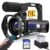 WIKICO Video Camera, 8K Camcorder 48MP Vlogging Camera for YouTube 18X Digital Zoom 3€ Touch Screen with WiFi, External Mic, Fill Light, Remote Control, 32GB SD Card & 2 Batteries, Black