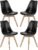Sweetcrispy Dining Chairs, Dining Chairs Set of 4, Dining Room Chairs, Kitchen Chairs, Mid Century Modern Chairs, PU Leather Upholstered Chairs with Wood Legs, Kitchen Dining Room Chairs, Black