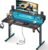 MOTPK 40 inch Gaming Desk with LED Lights & Power Outlets, Small Computer Gaming Table with Float Monitor Stand, Kids Boys Desk with Carbon Fiber Texture