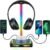 New bee RGB Headphone Stand with 2 USB-C & 1 USB Charging Ports, Desk Gaming Headset Holder with 7 Light Modes and Non-Slip Rubber Base Suitable for All Earphone Accessories