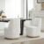 CHITA Upholstered Rolling Dining Chair on Casters Set of 2, FSC Certified Modern Fabric Dining Chair with Casters, Boucle Dining Chairs for Reading Room Kitchen Dining Room, Pearl