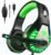 Pacrate Gaming Headset with Microphone for PC, PS4, PS5, Switch, Xbox Series X/S, Noise Cancelling Gaming Headphones with LED Lights for Kids Adults, Black Green