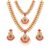 Gold Plated Sublime Devotion Nakshi Antique Necklace Set with Colored Stones & Pearls for Women, Dull Gold