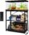TC-HOMENY Fish Tank Stand 10-20-29-37 Gallon, 1000LB Capacity Aquarium Stand with Charging Station,31″ L x 16″ W Metal Reptile Tank Stand, Double Storage Design Adjustable Boards, Black (Tank not Included)