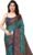 Women’s Stylish Chiffon Kalamkari Printed Saree with Blouse Piece, Teal, Red, One size, Teal, Red, One Size