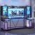 SEDETA Gaming Desk 74.8” with LED Lights, Hutch and Storage Shelves, Computer Desk with Monitor Stand, Large PC Gamer Desk Workstation, Ergonomic Gaming Table for Bedroom, Living Room, Black