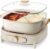 Dezin Hot Electric Shabu Shabu Pot, 5.5L Double-Flavor, Removable Non-Stick Dual Sided Cooker, 3″ Depth Divided Pot with Multi-Power Control, 2 Silicone Ladles